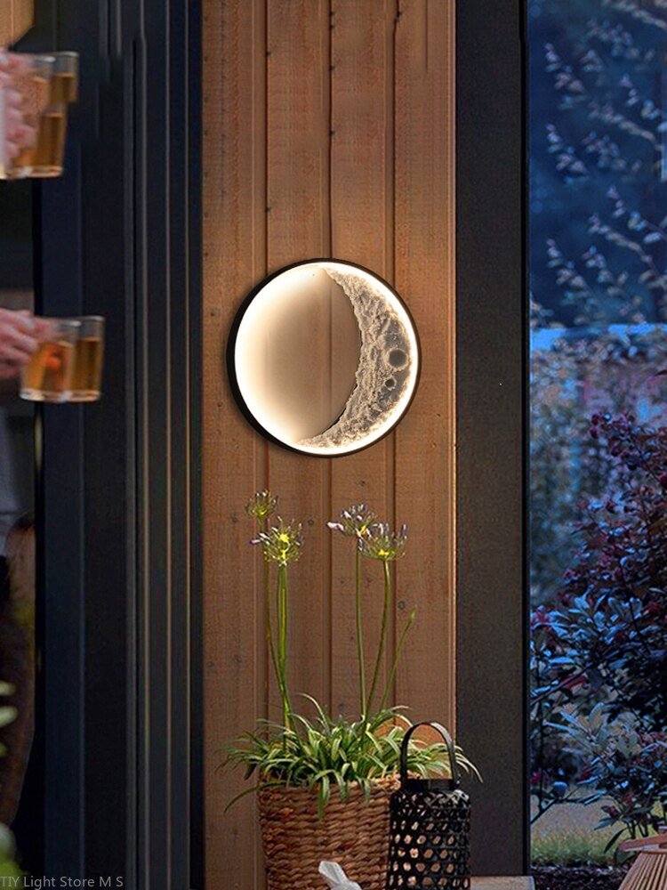 modern LED Outdoor wall lamp waterproof villa garden landscape exterior wall moon lamp courtyard balcony crescent wall lights 3