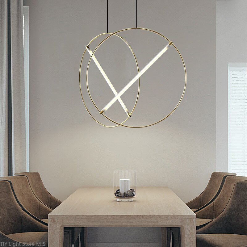 Postmodern Minimalist Iron Geometric Led Pendant Lights Nordic Living Room Bedroom Hanging Lamp Home Decor Lighting Fixtures 5