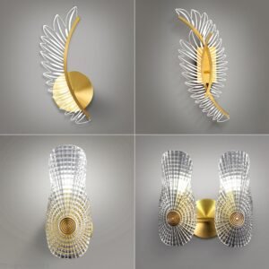 Light luxury creative wall lamp LED for Home Living Room Modern Indoor Wall Decoration Gold Wings Design Shade Sconce Wall Light 1