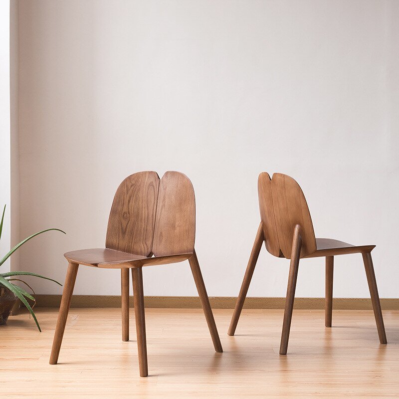 Wuli Nordic Household Solid Wood Chair Designer Restaurant Study Dining Chair Modern Minimalist Backrest Chair 4