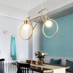 Modern Pendant Light Gold Iron Bicycle Hanglamp For Dining Room Bedroom Baby Room Home Decor Loft E27 Luminaire Kitchen Fictures 1