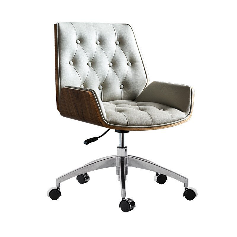 Wuli Office Chair Conference Chair Home Bedroom Study Comfortable Sedentary Leather Computer Chair Light Luxury Desk Chair 5