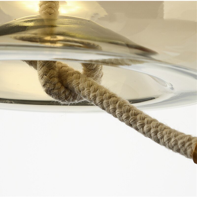 Modern Led Pendant Lights Nordic Designer Hemp Rope Glass Hanglamp For Dining Room Bedroom Bar Decor Loft Luminaire Suspension 4