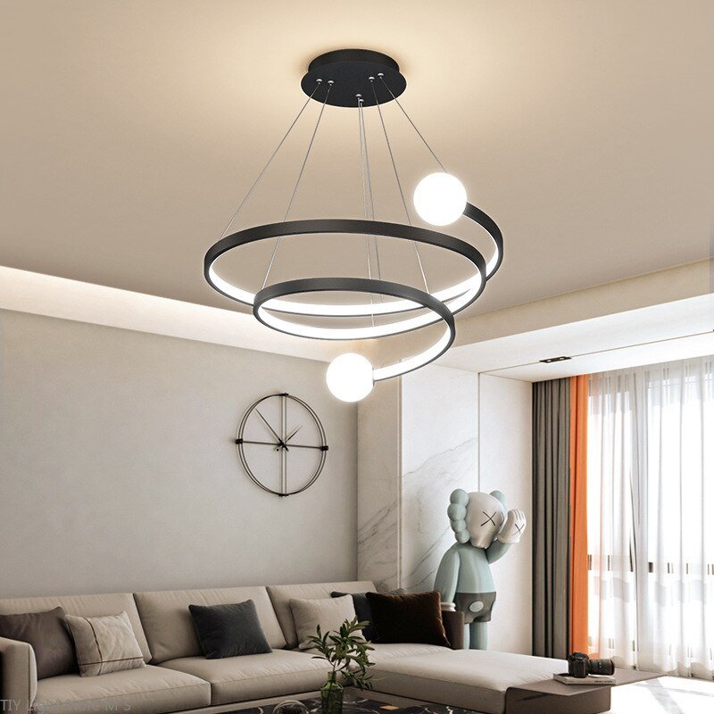 Modern Led Simple Creative Chandeliers Nordic Living Room Decor Round Spiral Chandelier Lighting Dining  bar Chandelier lamps 2