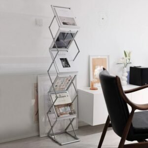 Wuli Nordic Folding Bookshelf Home Vertical Floor-to-ceiling Magazine Rack Floor-to-ceiling Creative Art Storage Shelf 1