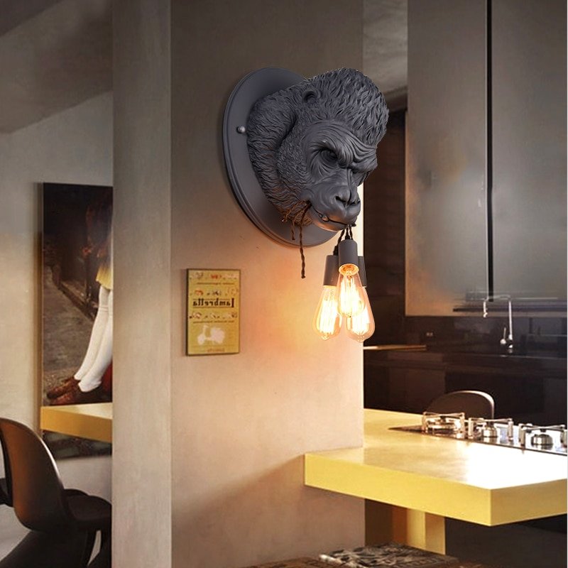 Nordic Wall Lamp Modern Led Resin Gorilla Wall Lamps Living Room Bedroom Luminaire Home Decor Bathroom Fixtures E27 Wall Light 4