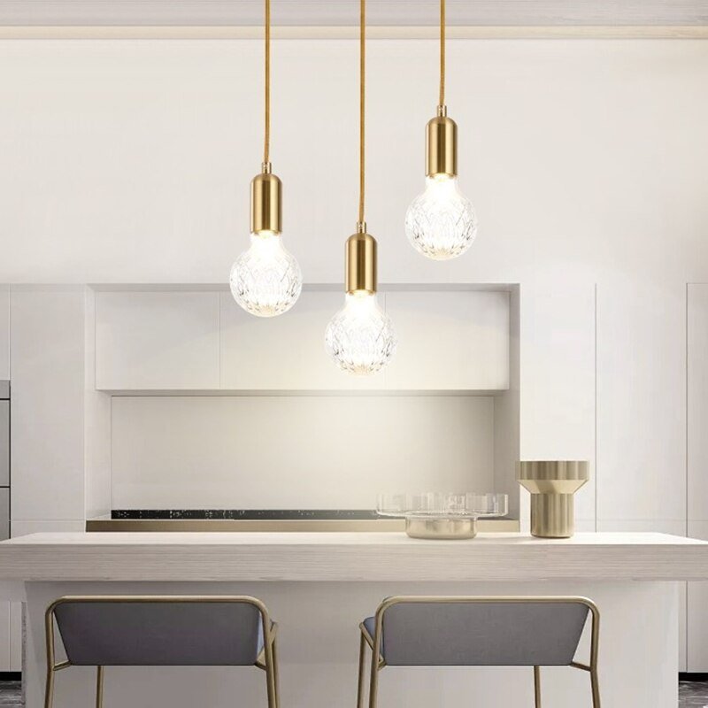 Nordic Crystal Glass Pendant Lights Modern Led Hanglamp For Dining Room Bedroom Bar Decor Luminaire Suspension Kitchen Fixtures 4