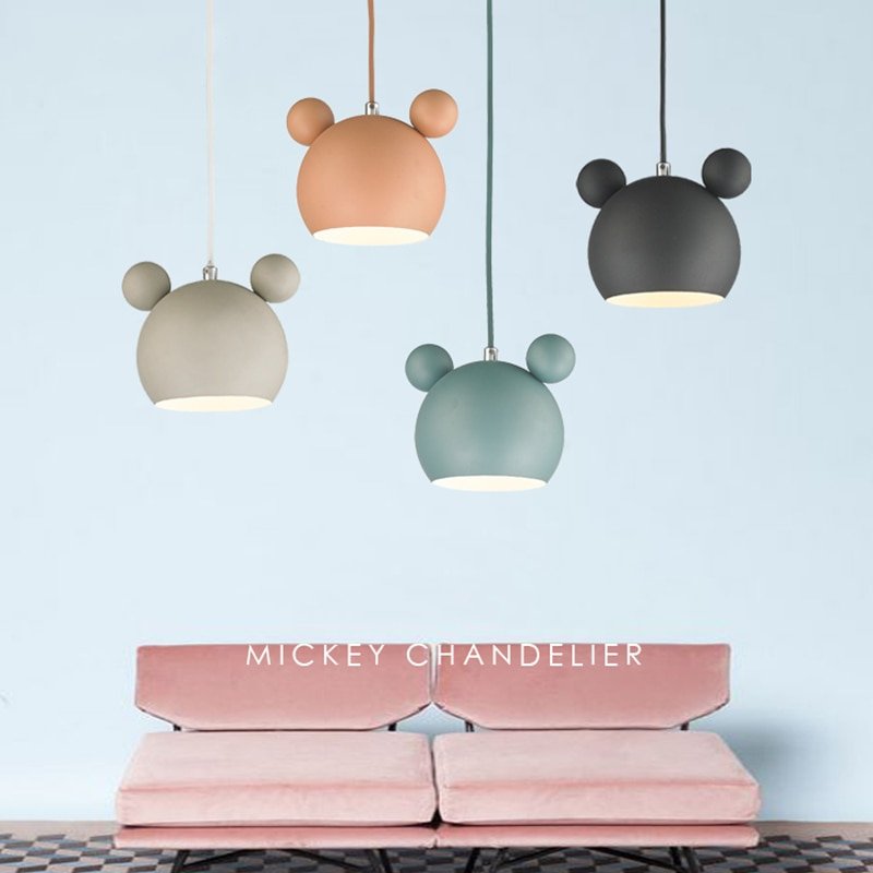 Modern Mickey Pendant Lights Colorful Iron Hanglamp For Dining Room Bedroom Baby Room Nordic Home Decor E27 Luminaire Suspension 1