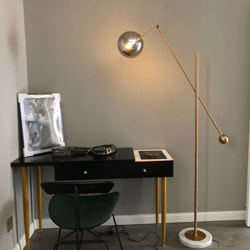 Modern Led Floor Lamp Gold Glass Ball Floor Lamps For Living Room Bedroom Study Decor Light Nordic Home G9 Marble Standing Lamp 4