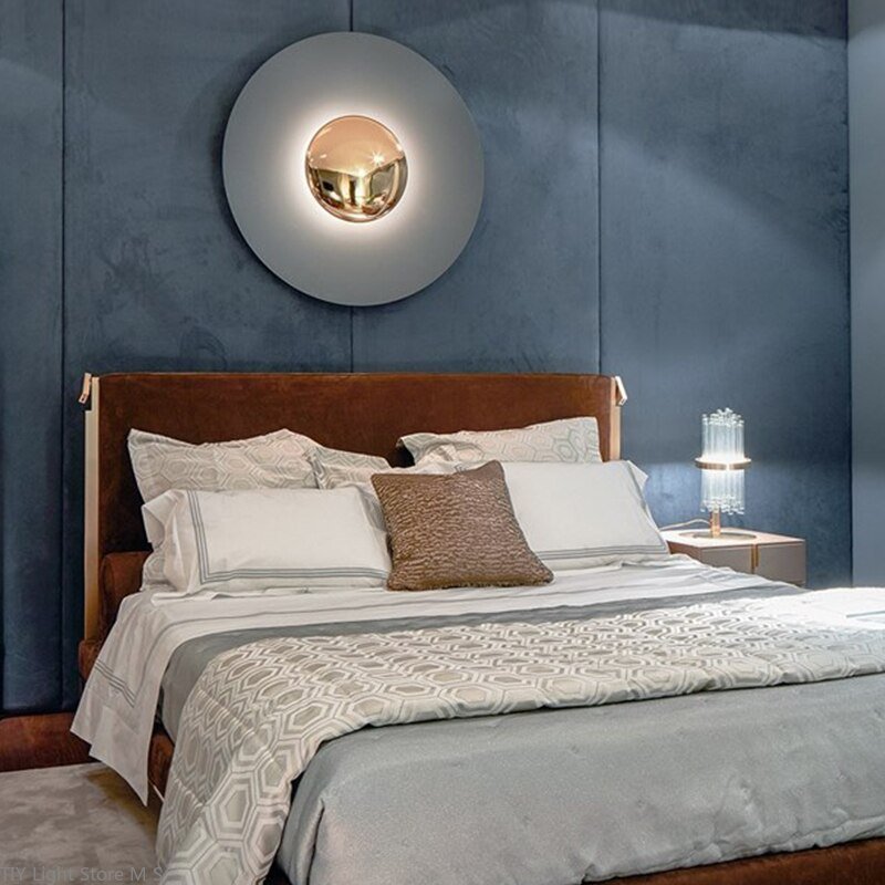 modern Light luxury wall sconce restaurant bedroom bedside porchce decoration round background wall personality UFO wall lamps 3