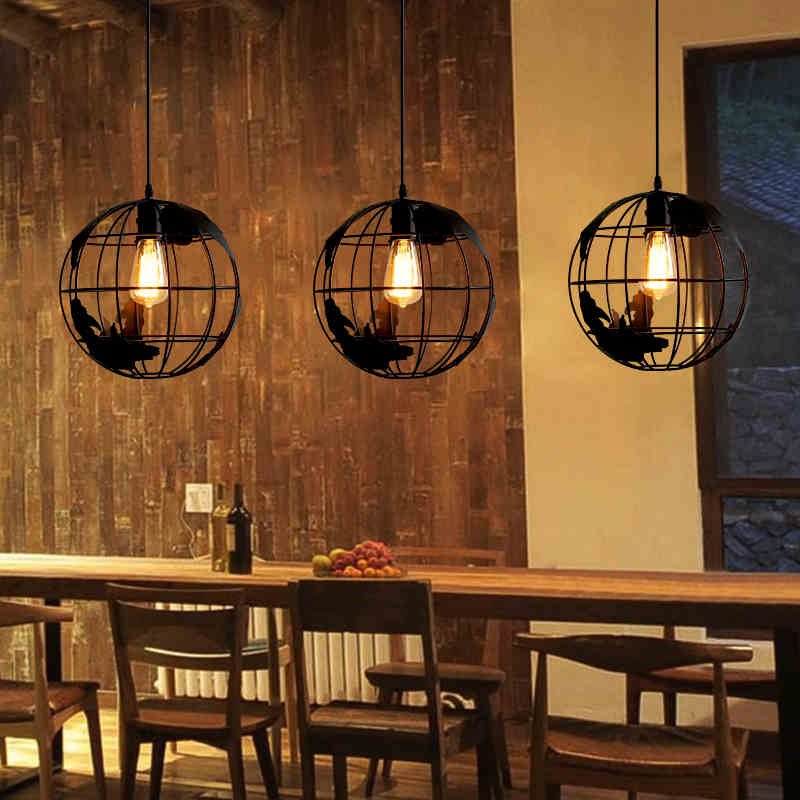 Industrial Pendant Lights Vintage Iron Globe Hanglamp For Dining Room Bedroom Restaurant Bar Decor Loft E27 Luminaire Suspension 2