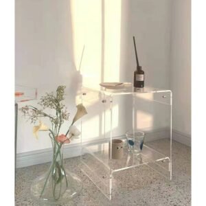Wuli Nordic Simple Double-layer Coffee Table Ins Acrylic Transparent Bedside Table Side Table Small Household Tea Cabinet 1