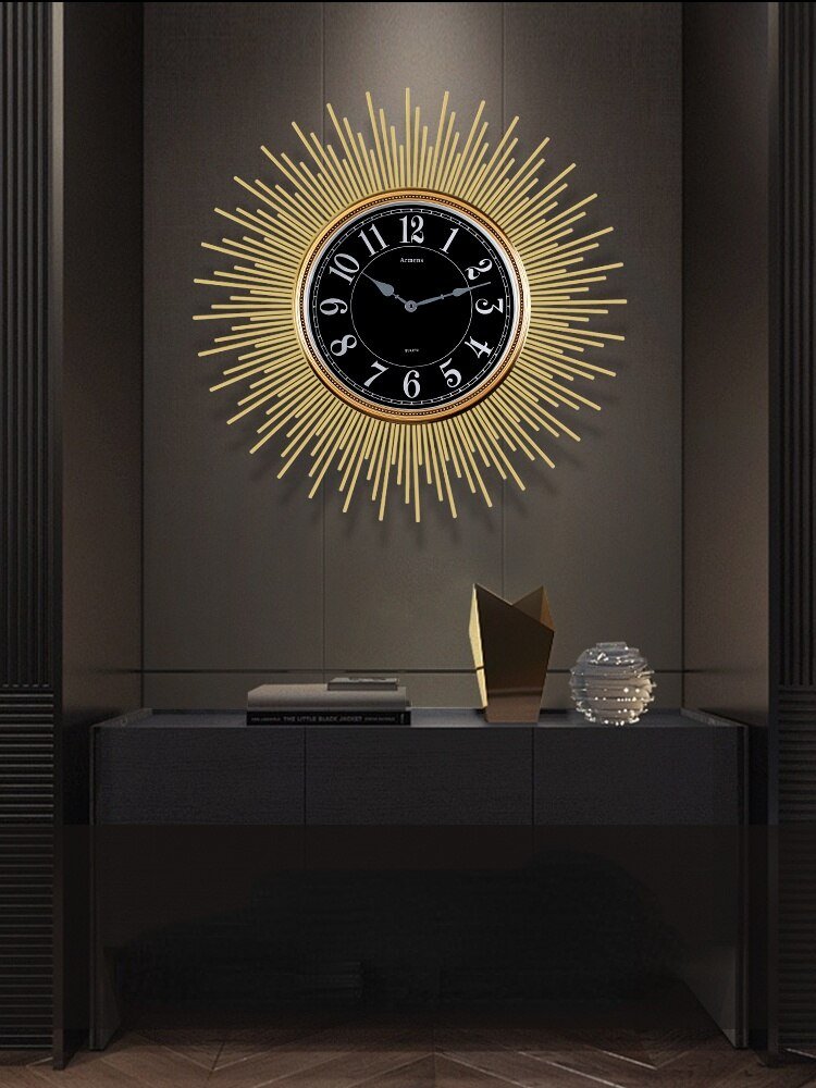 Luxury Nordic Wall Clock Living Room Vintage Large Silent Metal Wall Clock Sun Shape Reloj Pared Grande Home Decor LL50WC 1