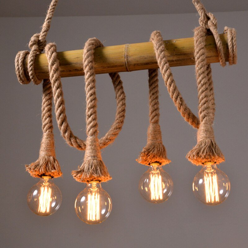 Vintage Pendant Lights Industrial Hemp Rope Hanglamp For Living Room Bedroom Dining Room Restaurant Bar Decor Hanging Luminaire 2