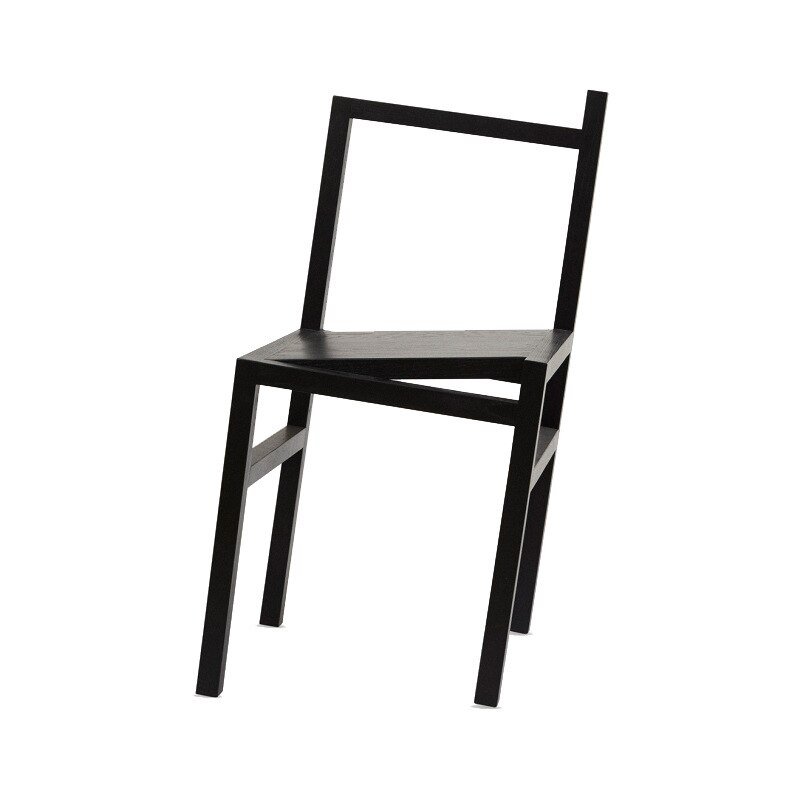 Wuli Nordic Ins Creative Design Dining Chair Simple Irregular Chair Celebrity Living Room Personality Inclined Solid Wood Chair 5
