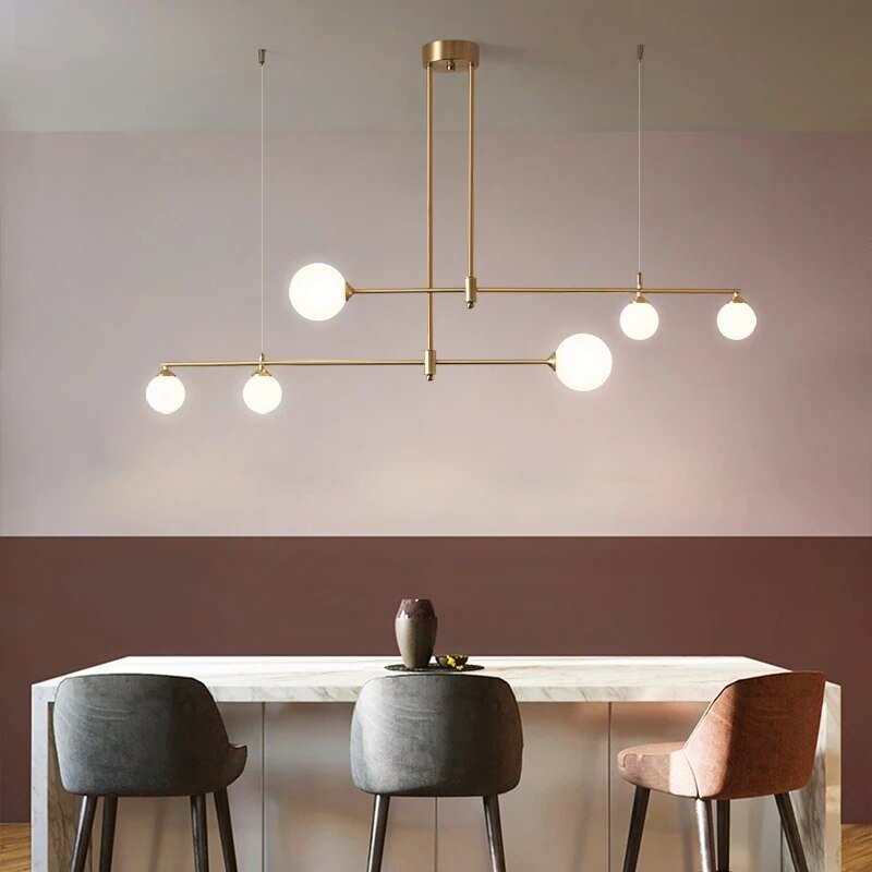 Modern Led Pendant Lights Iron Glass Ball Hanging Lamp For Dining Room Nordic Home Decor Dining Table Hanglamp Kitchen Fixtures 4