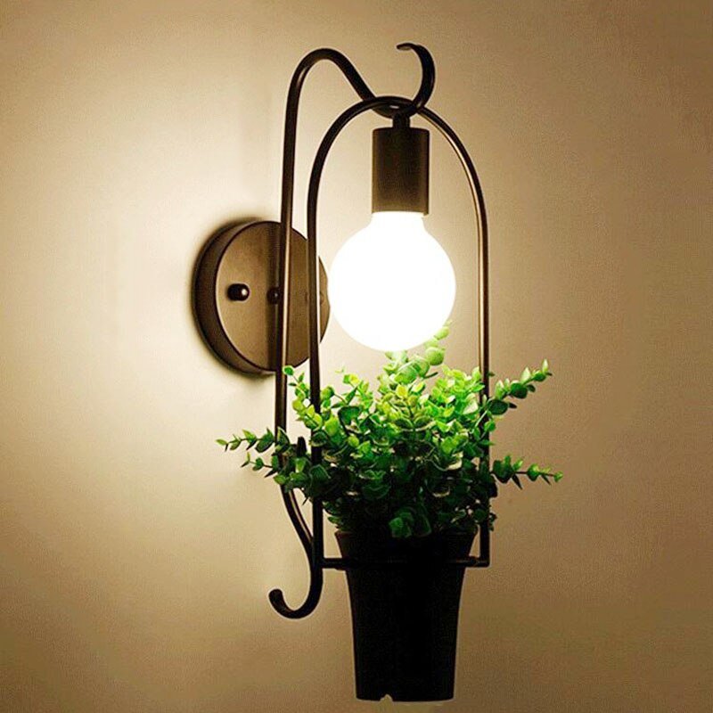 Nordic Wall Lamp Industrial Vintage Iron Wall Lamps For Living Room Bedroom Restaurant Cafe Bar Decor Plant Wall Light Fixtures 3