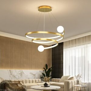 Modern Led Simple Creative Chandeliers Nordic Living Room Decor Round Spiral Chandelier Lighting Dining  bar Chandelier lamps 1