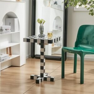Wuli Nordic Designer Checkerboard Modern Small Square Table Light Luxury Home Sofa Side Table Living Room Chess Coffee Table 1