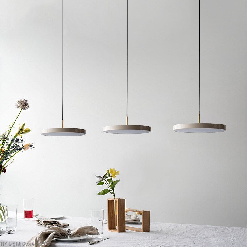 Modern Minimalist Led Pendant Lights Nordic  Black White Blue for Bar High Ceiling Kitchen Luxury Single Head Round Haging Lamps 3
