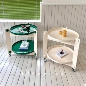 Wuli Middle Ages Movable Trolley Korean Small Apartment Round Transparent Acrylic Shelf Side Table Sofa Side Table 1