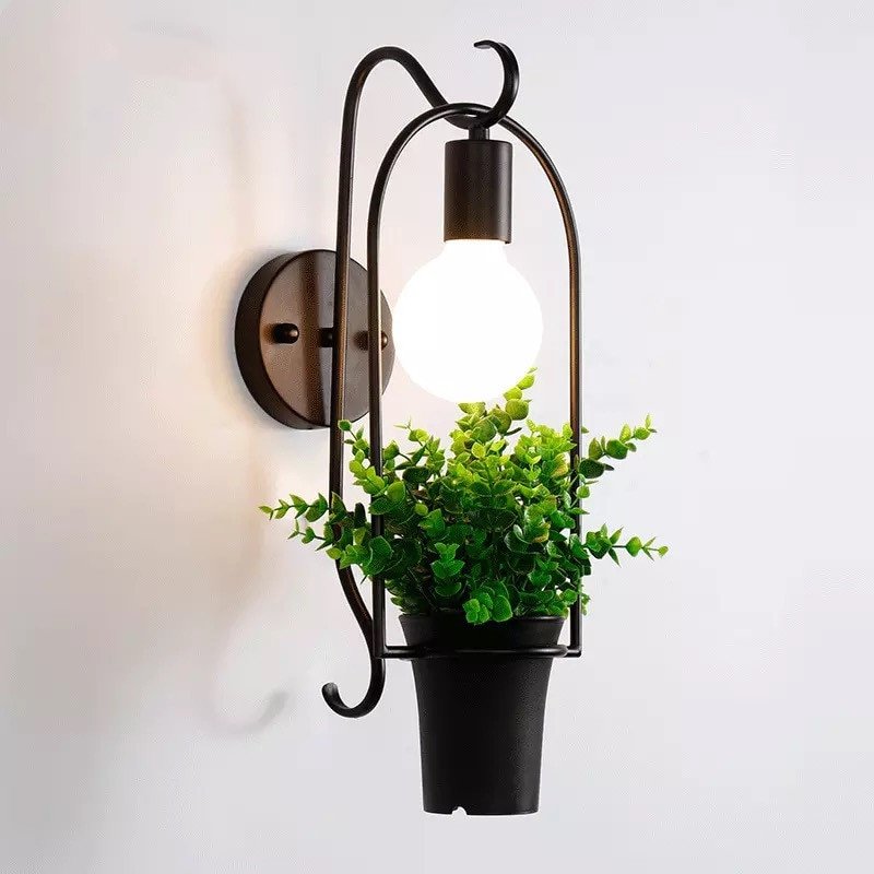 Nordic Wall Lamp Industrial Vintage Iron Wall Lamps For Living Room Bedroom Restaurant Cafe Bar Decor Plant Wall Light Fixtures 1