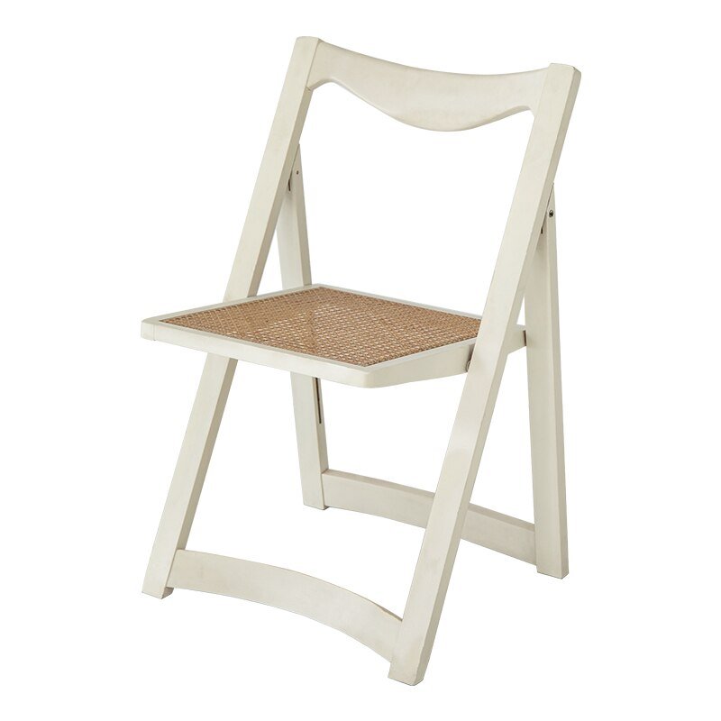 Wuli Folding Chair Home Dining Chair Stackable Solid Wood Chair Retro Rattan Chair Back Chair Japanese Single Leisure Chair 5