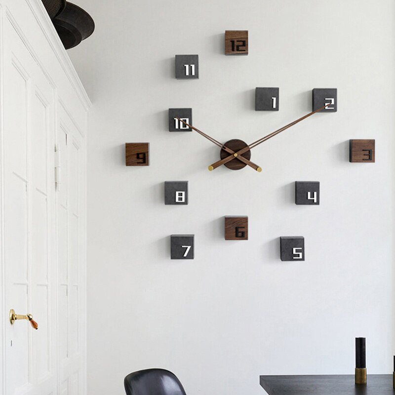 Nordic Creative Wall Clock Wood Living Room Silent Aesthetic Sticker Wall Modern Cute Background Self Adhesive Home Decore XFYH 5