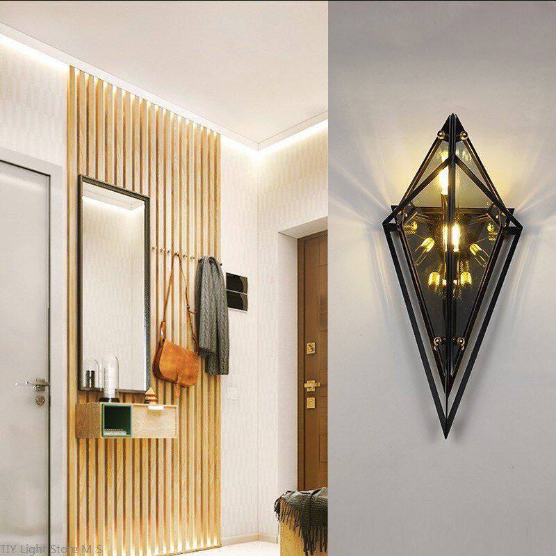 Nordic modern LED Luxury Wall Lamp Living Room Background Wall Corridor Designer Bedroom Bedside Interior Diamond Wall Lights 2