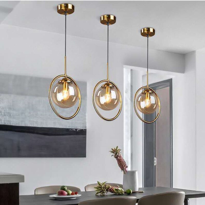 Modern Pendant Lights Nordic Glass Ball Hanging Lamp For DIining Room Bedroom Loft Decor Luminaire Suspension Led Light Fixtures 3