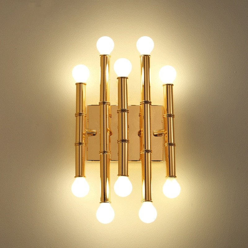 American Modern Wall Lamp Led Gold Iron Wall Light For Living Room Bedroom Bedside Home Decor E14 Luminaire Bathroom Fixtures 1