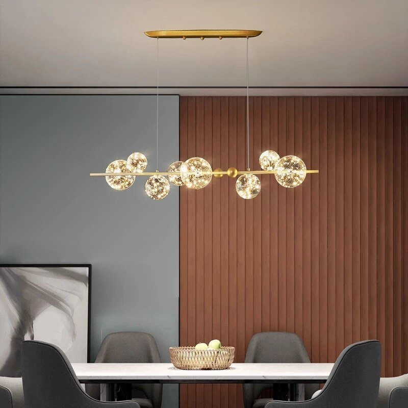 Nordic Led Glass Ball Pendant Lights With Remote Control Ring Gold Living Dining Room Hanging Lamp Home Decor Indoor Lighting 4