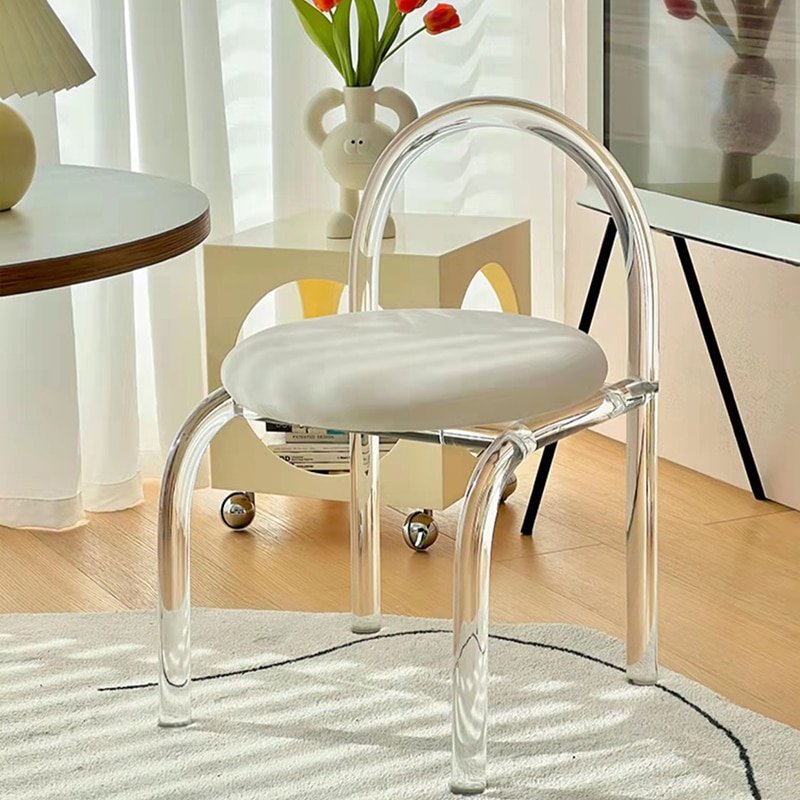 Wuli Makeup Chair Bedroom Ins Transparent Acrylic Chair Leisure Light Luxury Dining Chair Nordic Minimalist Dressing Stool 1