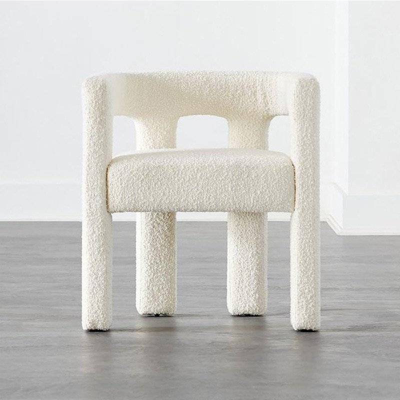 Wuli Geometric Wabi-sabi Style Fabric Lounge Chair Lamb Velvet Restaurant Hotel Dining Chair Light Luxury Single Sofa Modern 1