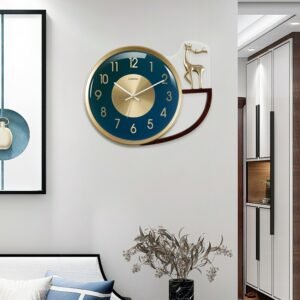 Luxury Deer Nordic Wall Clock Living Room Large Silent Metal Wall Clock Modern Design Reloj Pared Grande Home Decor LL50WC 1