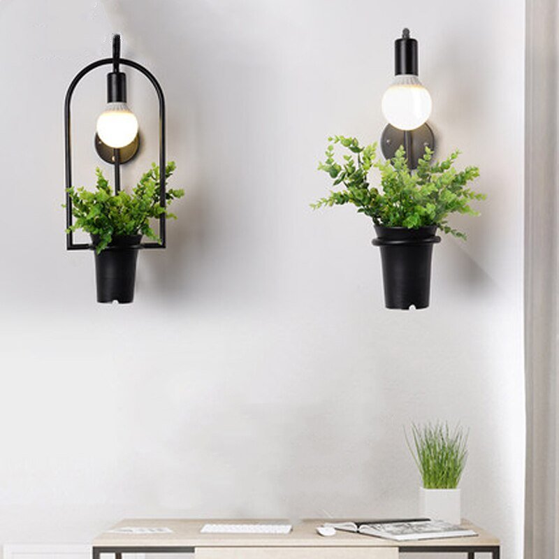 Nordic Wall Lamp Industrial Vintage Iron Wall Lamps For Living Room Bedroom Restaurant Cafe Bar Decor Plant Wall Light Fixtures 2