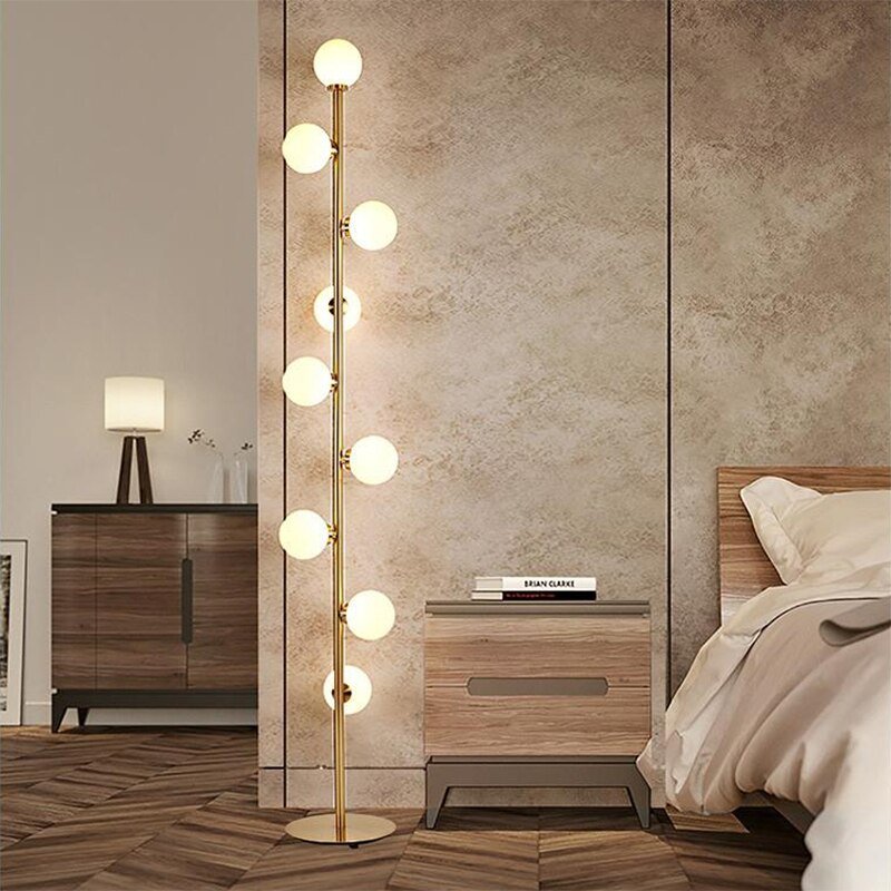 Modern Led Floor Lamp Glass Ball Gold Floor Lamps For Living Room Bedroom Study Nordic Home Decor Light Bedside Standing Lamp 3