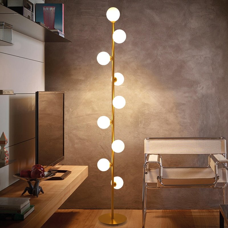 Modern Led Floor Lamp Glass Ball Gold Floor Lamps For Living Room Bedroom Study Nordic Home Decor Light Bedside Standing Lamp 4