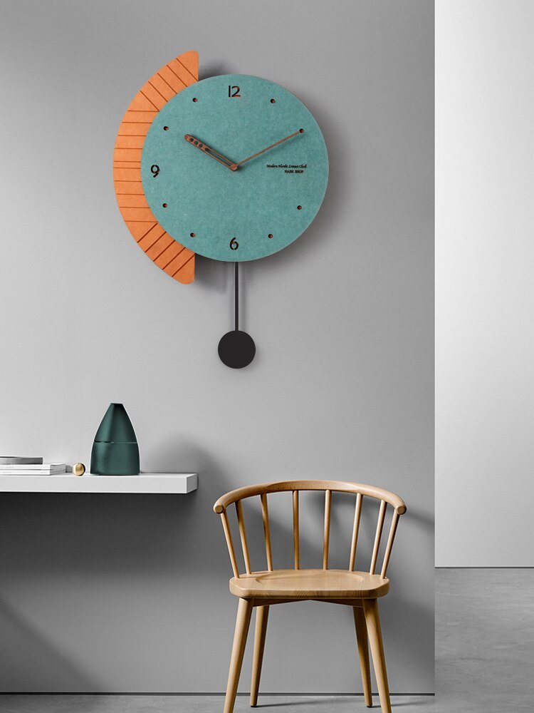 Luxury Pendulum Wall Clock Living Room Large Silent Wooden Wall Clock Modern Design Reloj Pared Grande Home Decor LL50WC 5