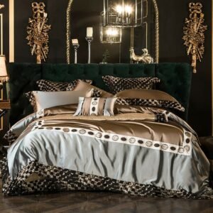 Vintage Chic Patchwork Embroidery Duvet Cover Luxury Silky Satin Cotton Bedspread Bedding set Duvet cover Bed Sheet Pillow shams 1