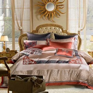 4/6/10Pcs Premium Jacquard Luxury Duvet cover set Smooth Bedding Set Queen King size Cotton Bed sheet Bedspread Pillow shams 1