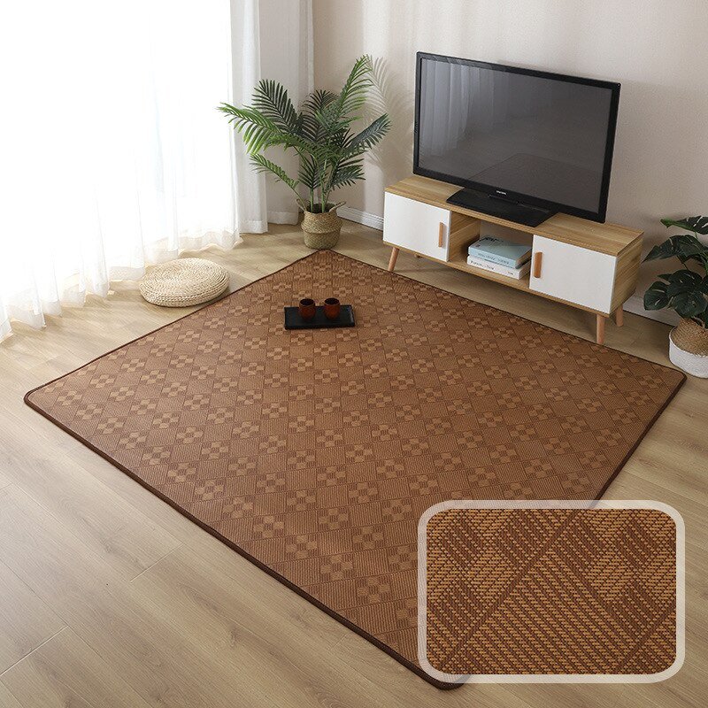 Home Living Room Bedroom Bedside Rattan Mat Summer Cool Baby Crawling Mats Anti-slip and Stain-resistant Washable Study Rug 4