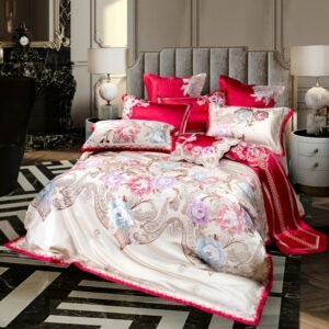 Luxury Paisley Floral Jacquard Duvet Cover Bedspread 4/6/10Pcs King Queen size Vintage Royal Bedding Set Sateen Cotton Blue Red 1