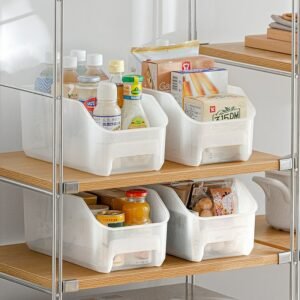 2pcs/lot Kitchen Pantry Cabinet Organizer Bins Refrigerator Sundries Storage Box Snacks Seasoning Bottle Container Transparent 1