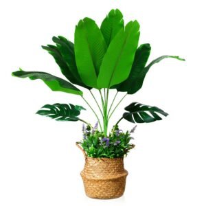 70/78cm Large Fake Banana Tree Artificial Plants Fake Palm Leaves Tropical Plastic Monstera Fronds For Home Garden Wedding Decor 1