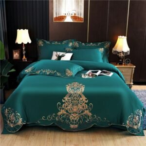 Double Queen King 4Pcs Embroidery Chic Boho Comforter Cover set Premium Cotton Soft Bedding Set Duvet cover Bed Sheet Pillowcase 1