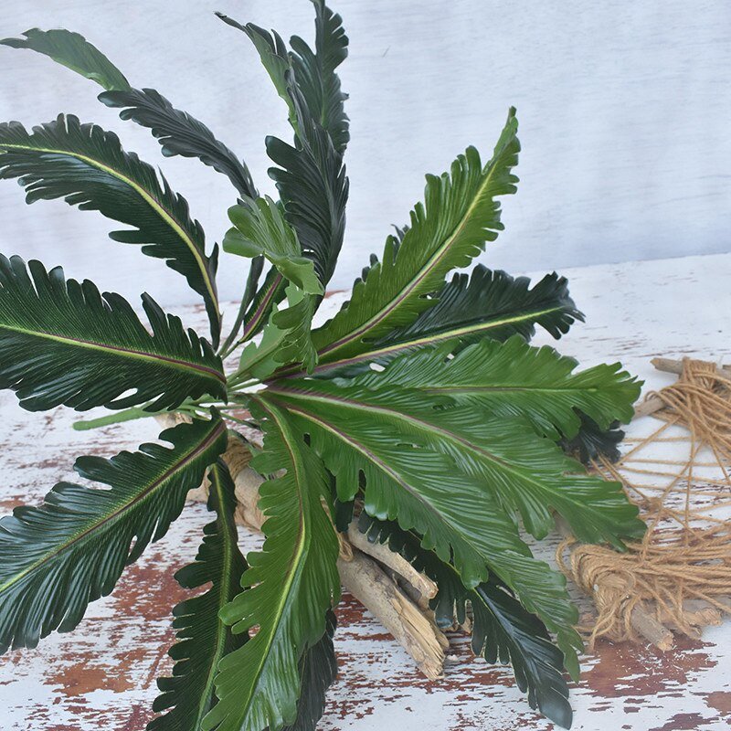 50cm 18heads Tropical Persian Leaves Artificial Plants Branch Fern Grass Plastic Palm Leafs Plant Wall Foliage Home Decoration 3