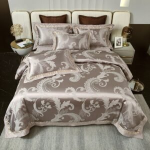 Satin like Silk Jacquard Duvet Cover set Quilted Cotton Bedspread Pillowcases 4/6Pcs Double Queen King Bedding Set Bed Cover set 1