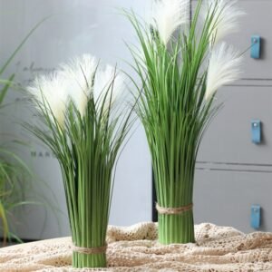 60cm 5Head Wedding Tree Large Artificial Plants Tropical Fake Reed Green Onion Grass Silk Foxtail Bulrush For Home Wedding Decor 1
