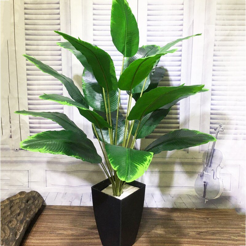 85cm 18 Heads Tropical Banana Tree Large Artificial Palm Plants Plastic Monstera Branches Fake Leaves For Home Garden Room Decor 3